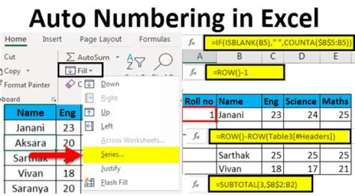 How do I automatically count numbers in Excel?
