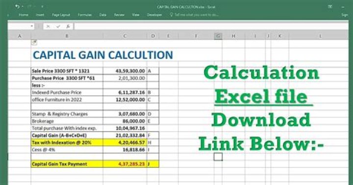 How do I calculate capital gains in Excel?