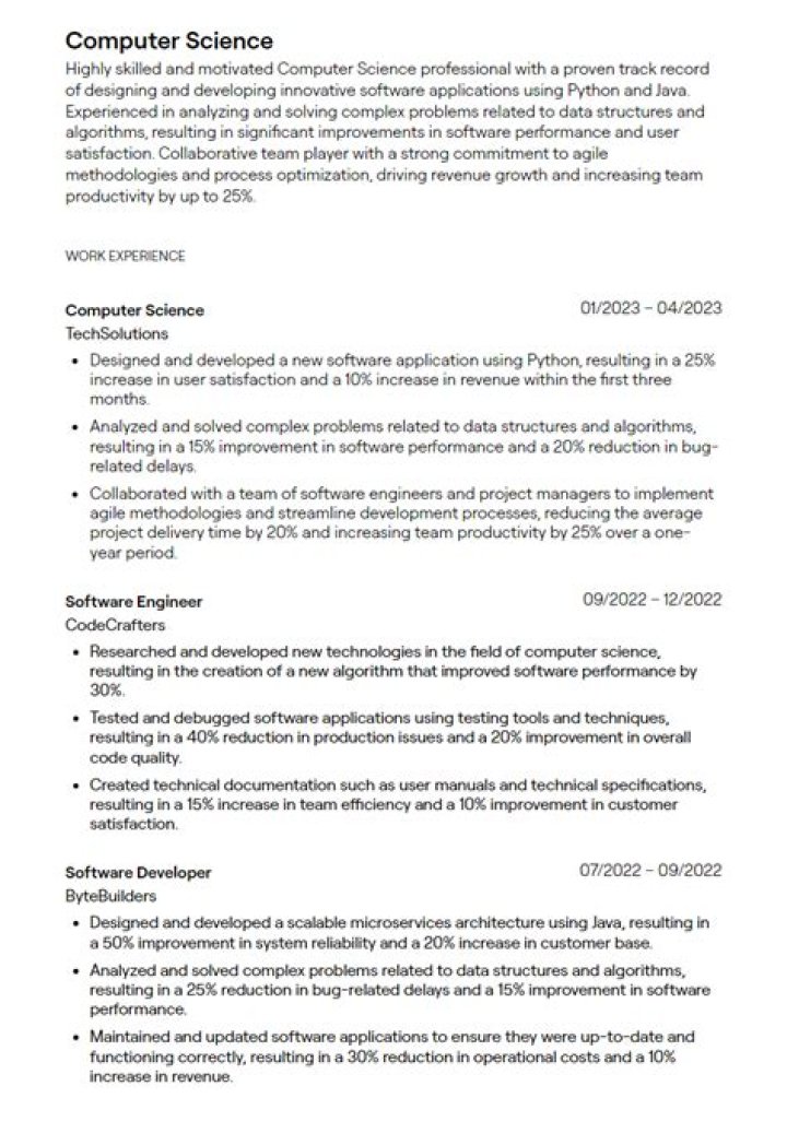 How do I write a resume for computer science?