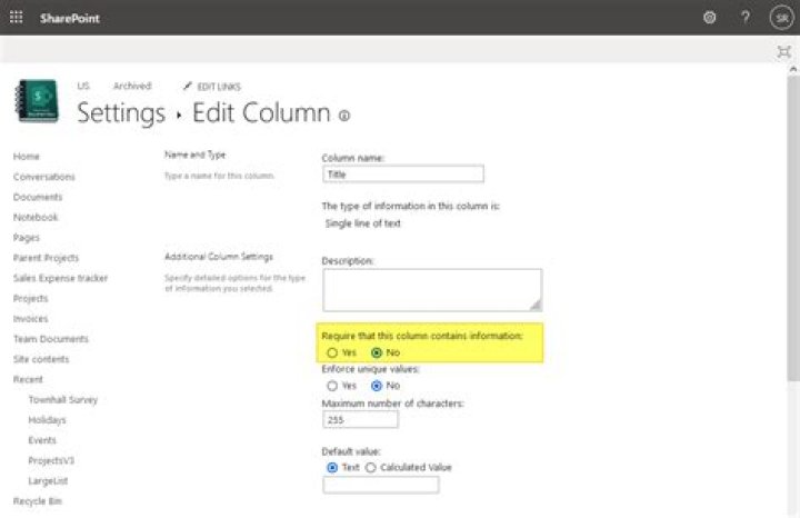 How do you make a title column not needed in SharePoint?