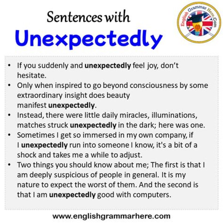 How do you use unexpectedly in a sentence?