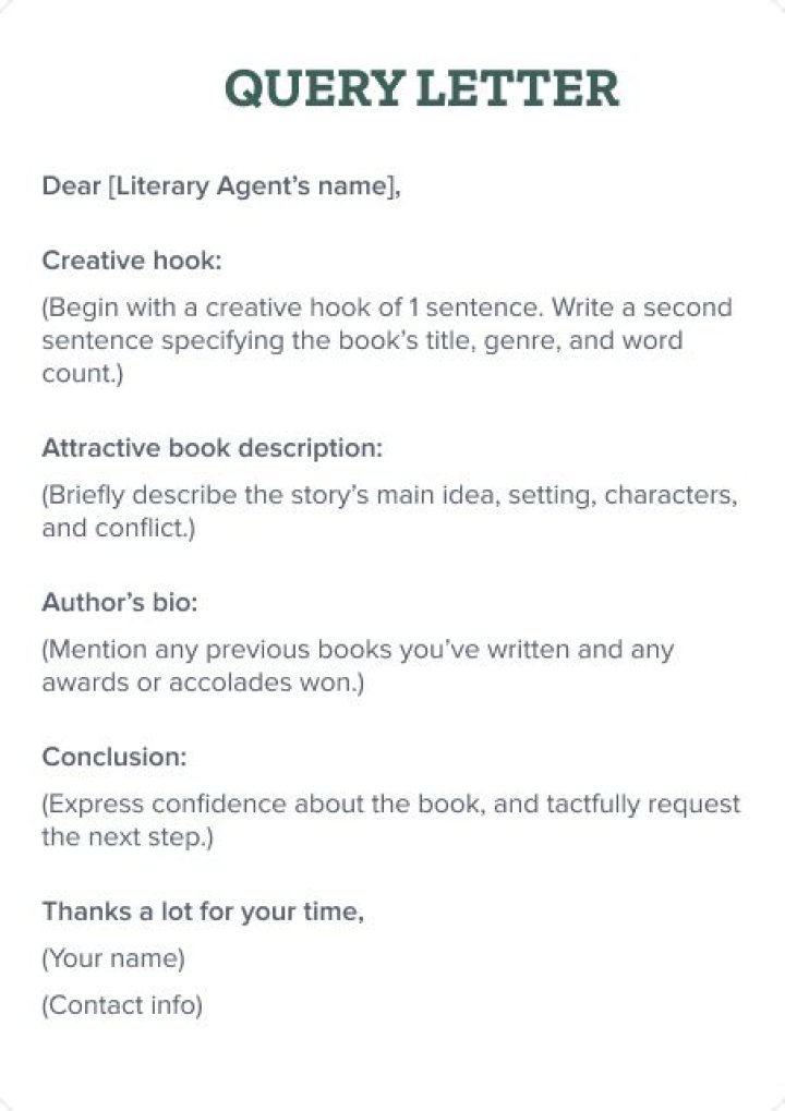 How do you write a query letter to a literary agent?