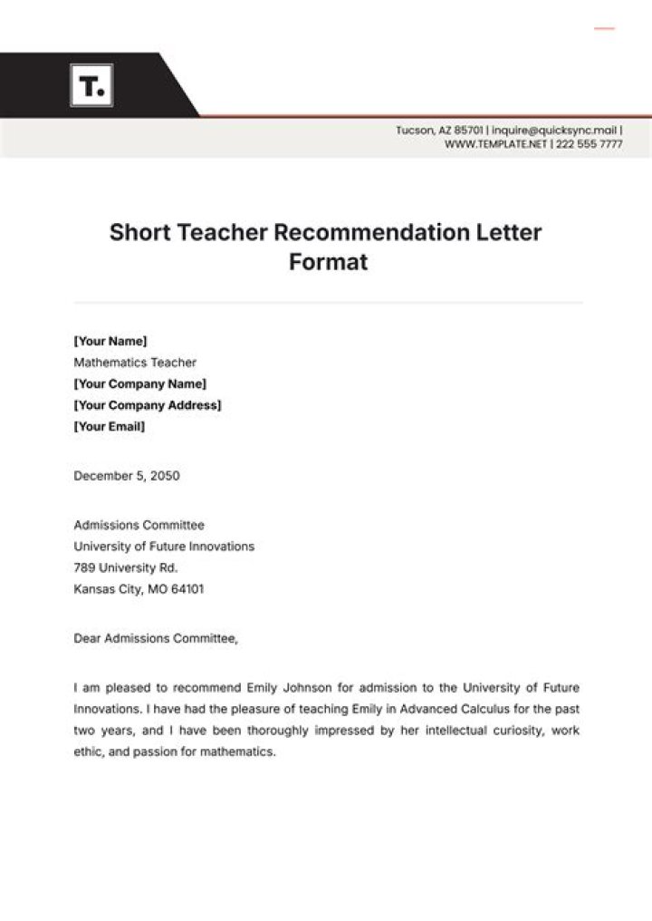 How do you write a short letter of recommendation?