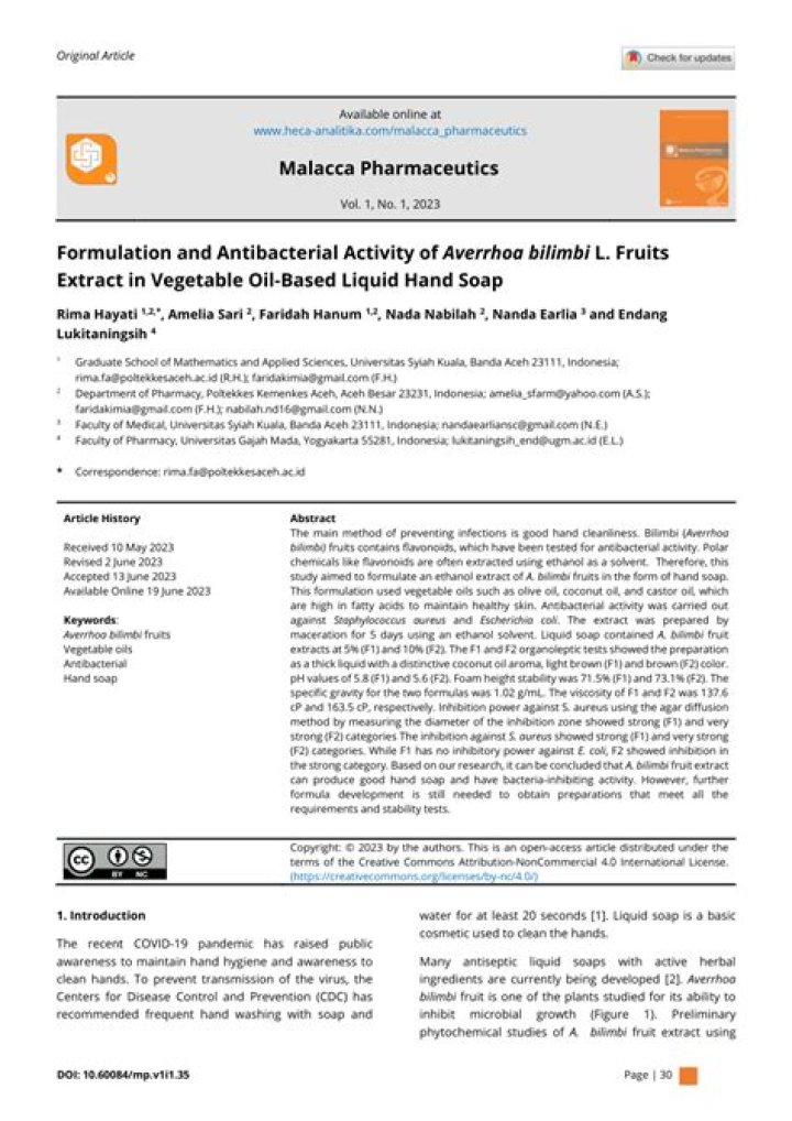 Is Bilimbi antibacterial?