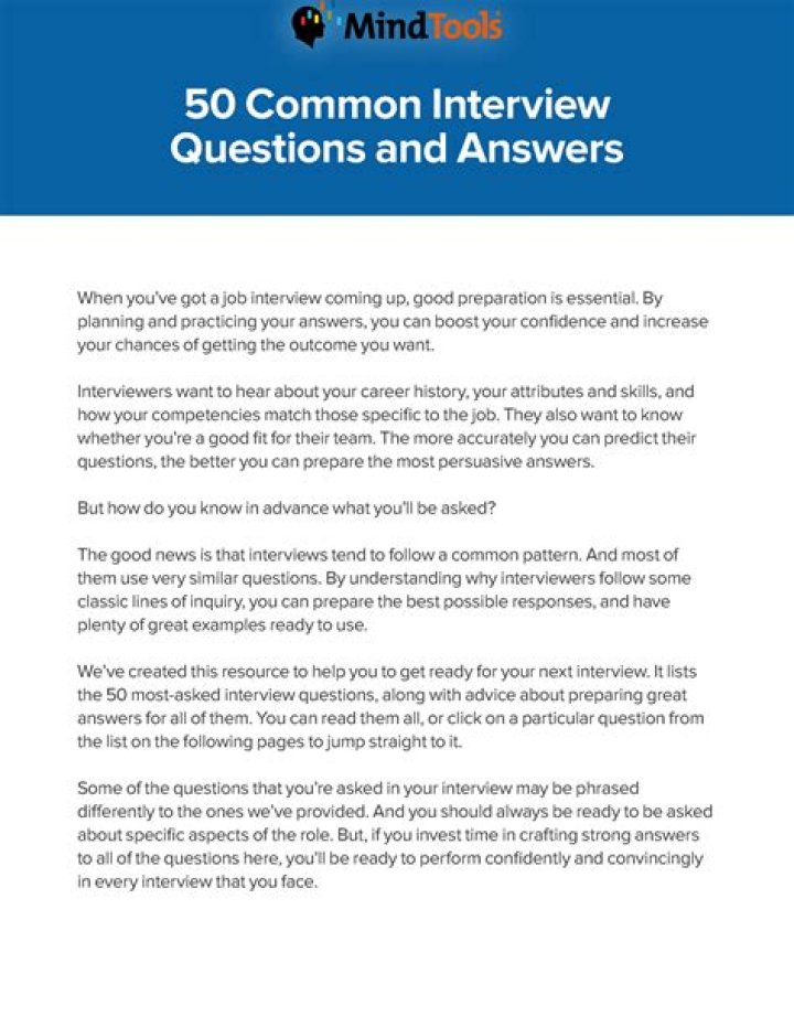 What are 50 common interview questions and answers?