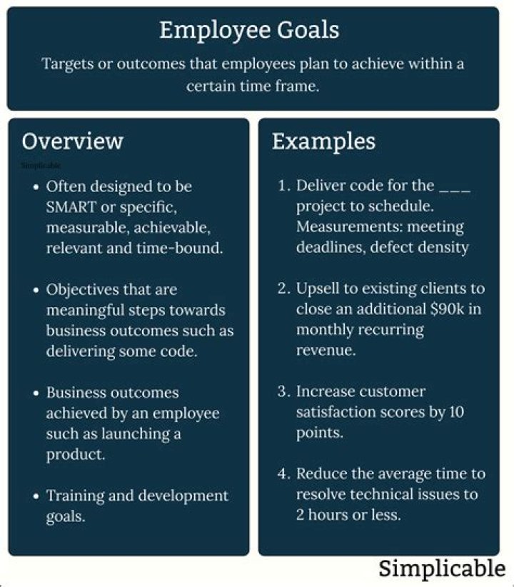 What are some examples of employee goals?