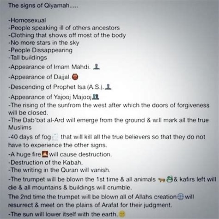 What are the major signs of qiyamah?