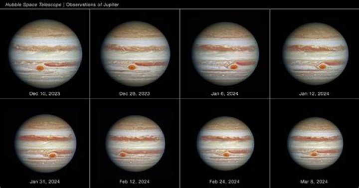 What does the Great Red Spot look like on Jupiter?