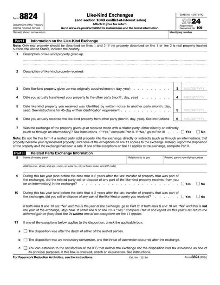 What is a 8824 form used for?