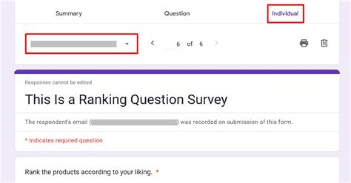 What is a Ranking question in a survey?