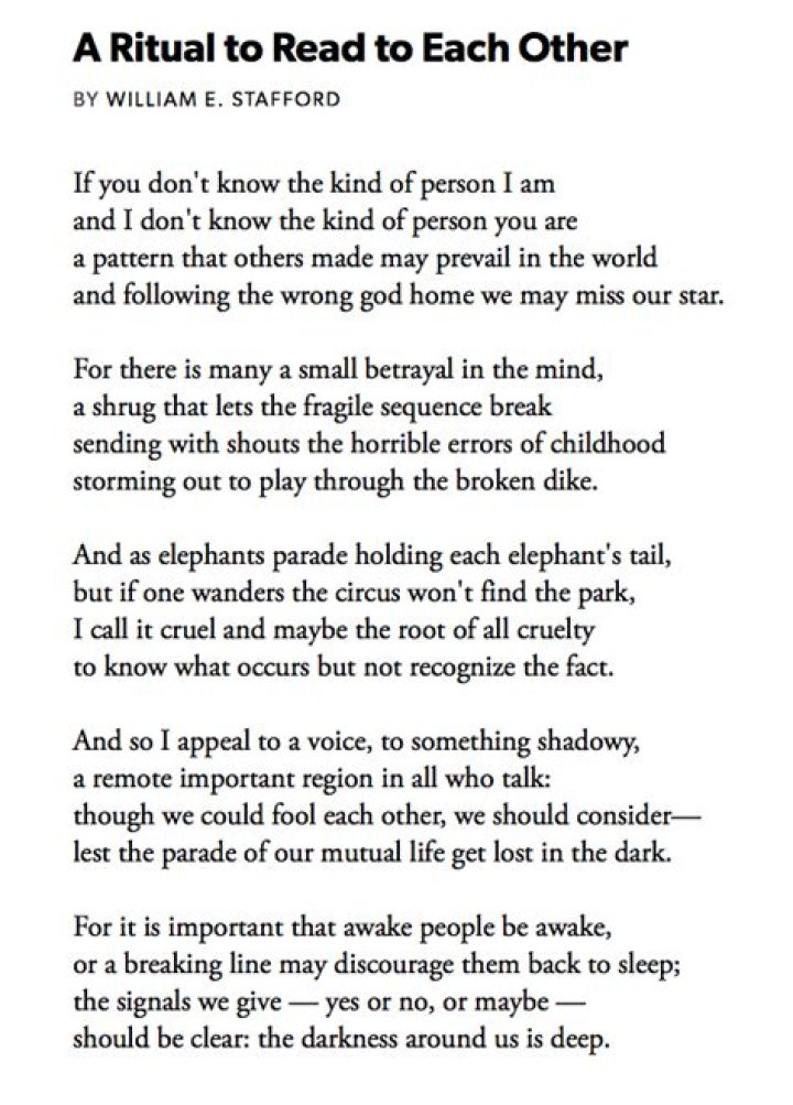 What is a ritual to read to each other about?