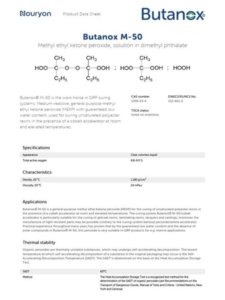 What is Butanox m-50 used for?