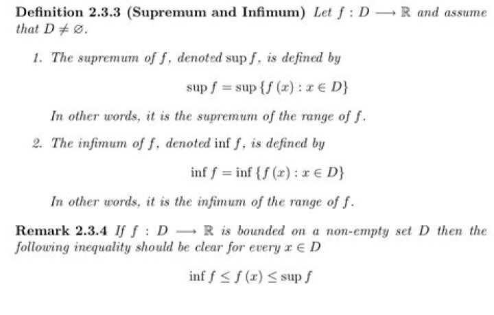 What is meant by supremum and infimum of a set?