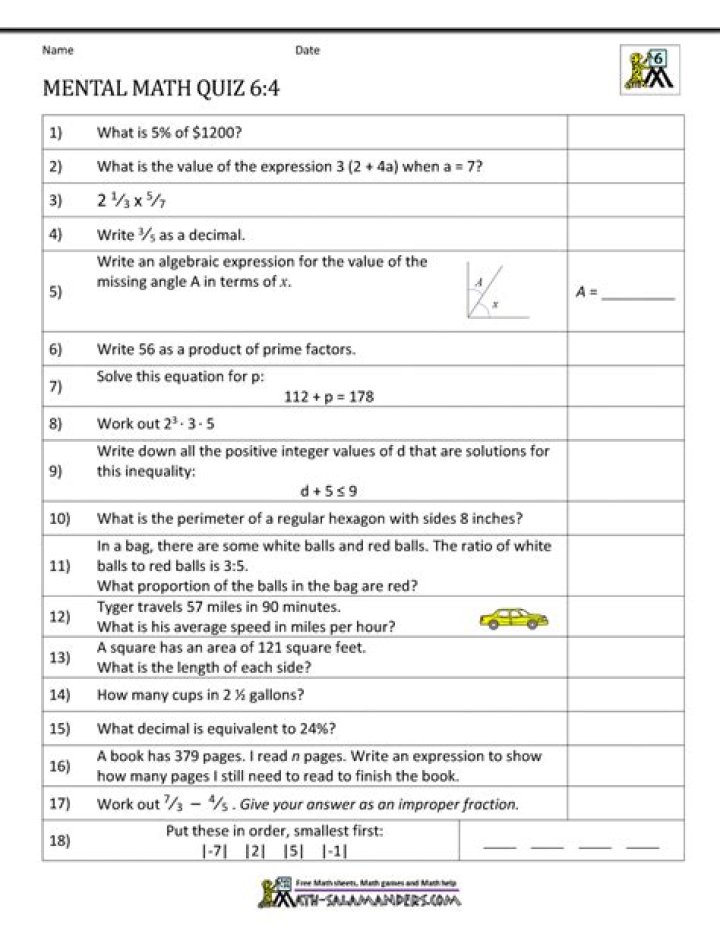 What is mental math for 4th grade?
