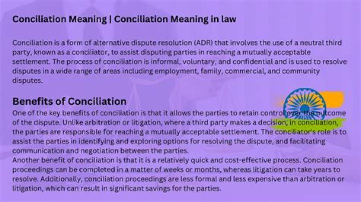 What is the definition of conciliation in law?