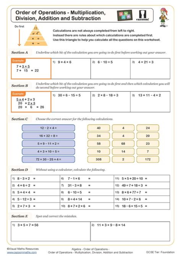 What is the order of addition subtraction multiplication division?