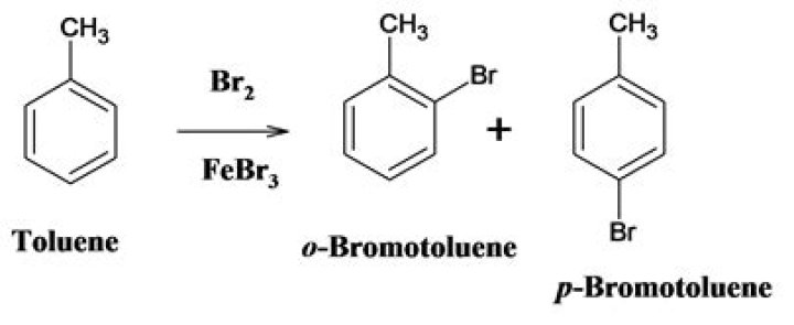 What is the product of bromination of toluene?
