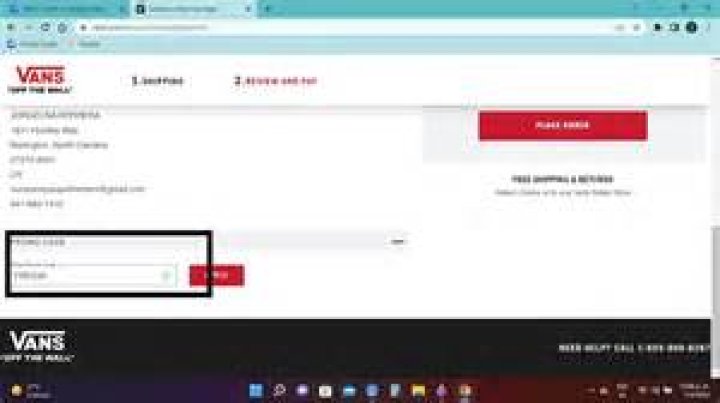 Where can I enter a vans promo code?