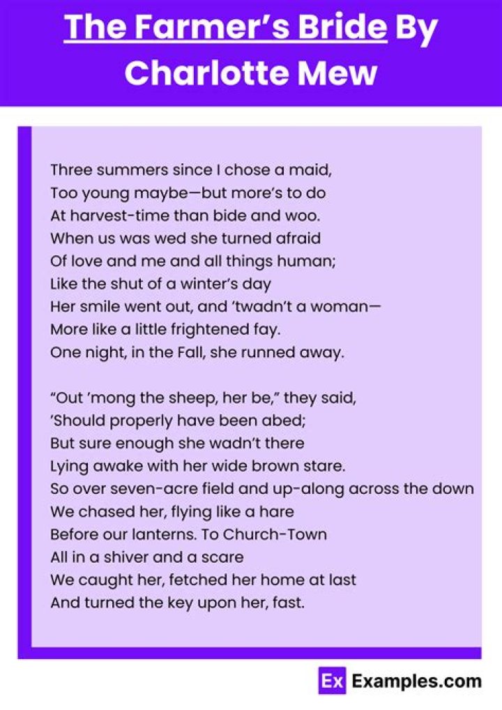 Why did Charlotte Mew write the farmers bride?