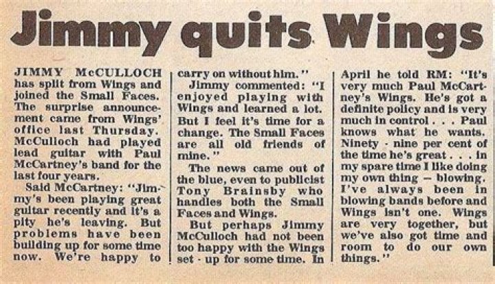 Why did Jimmy McCulloch leave Wings?